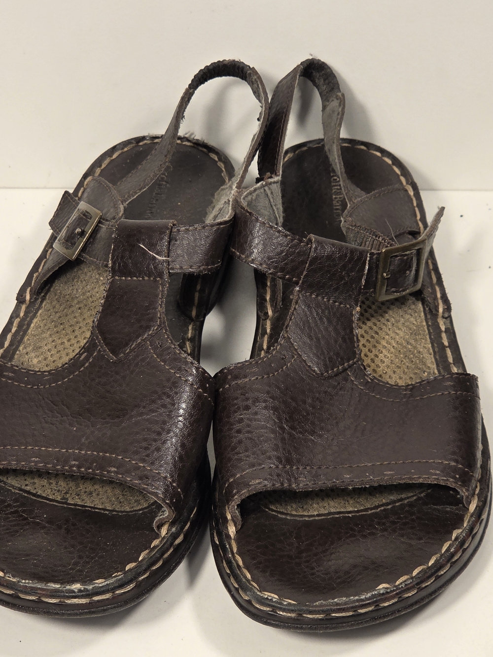 croft & barrow Dark Brown Leather Buckle Women's Sandals